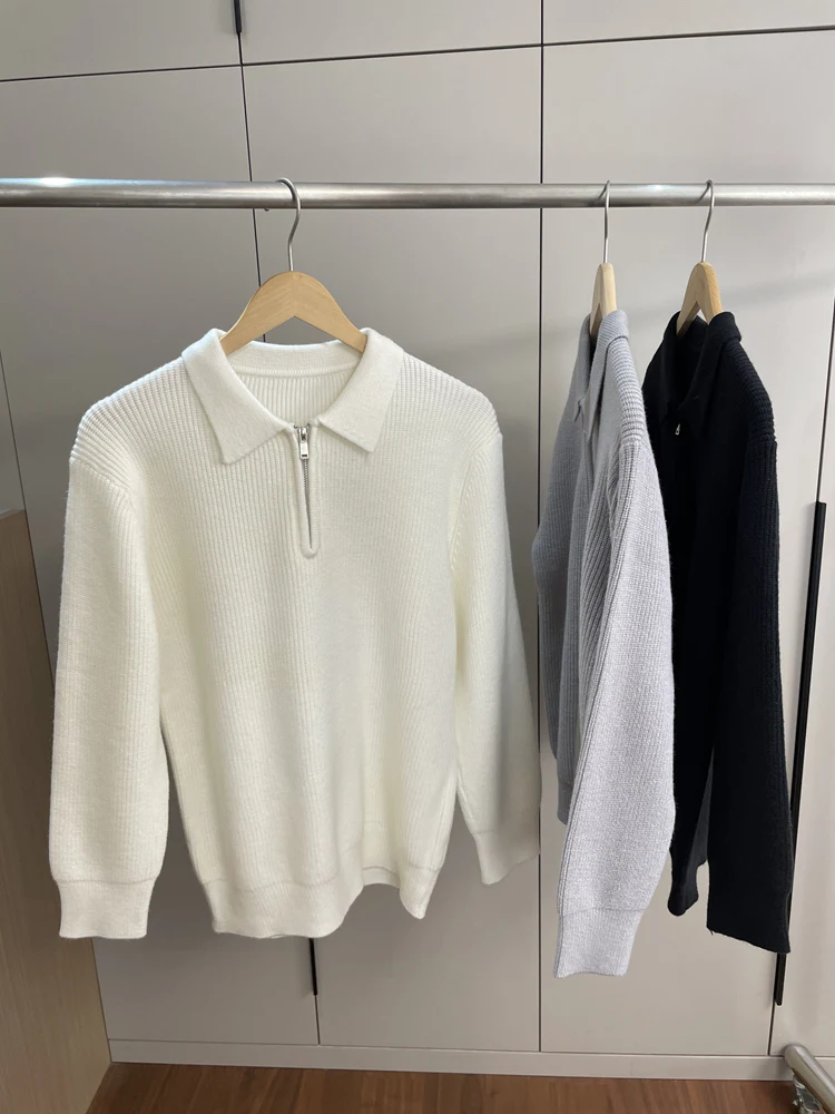 

Итальянский роскошный трикотаж! Осенне-зимний мужской теплый свитер с полосатым воротником, цветной повседневный свитер, модный