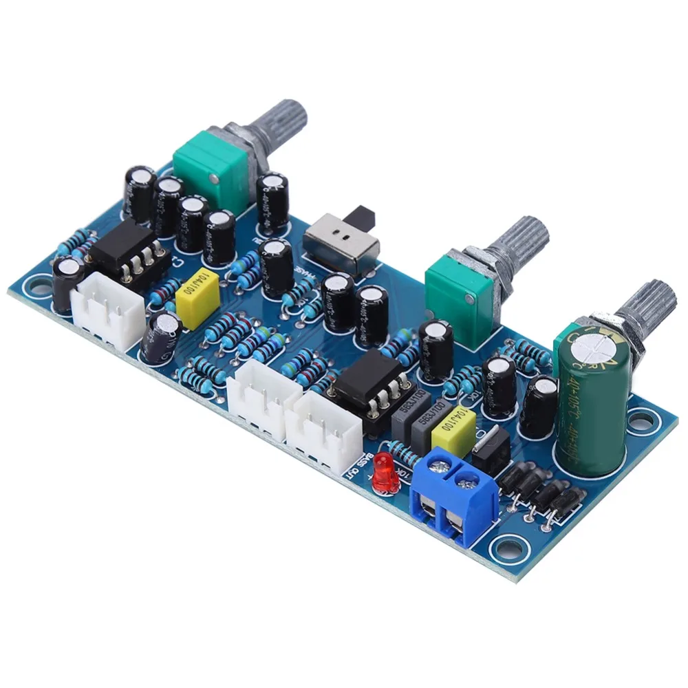 NE5532 78M12 Preamp Board DC 12-30V / AC 9-20V Independent Interfaces Low Pass Filter Blue Precise Sound Control