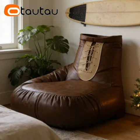 OTAUTAU Faux Leather Boxing Design Bean Bag Cover Lounger SF437【No Filler Inside! You Need To Buy Filler By Yourself !】