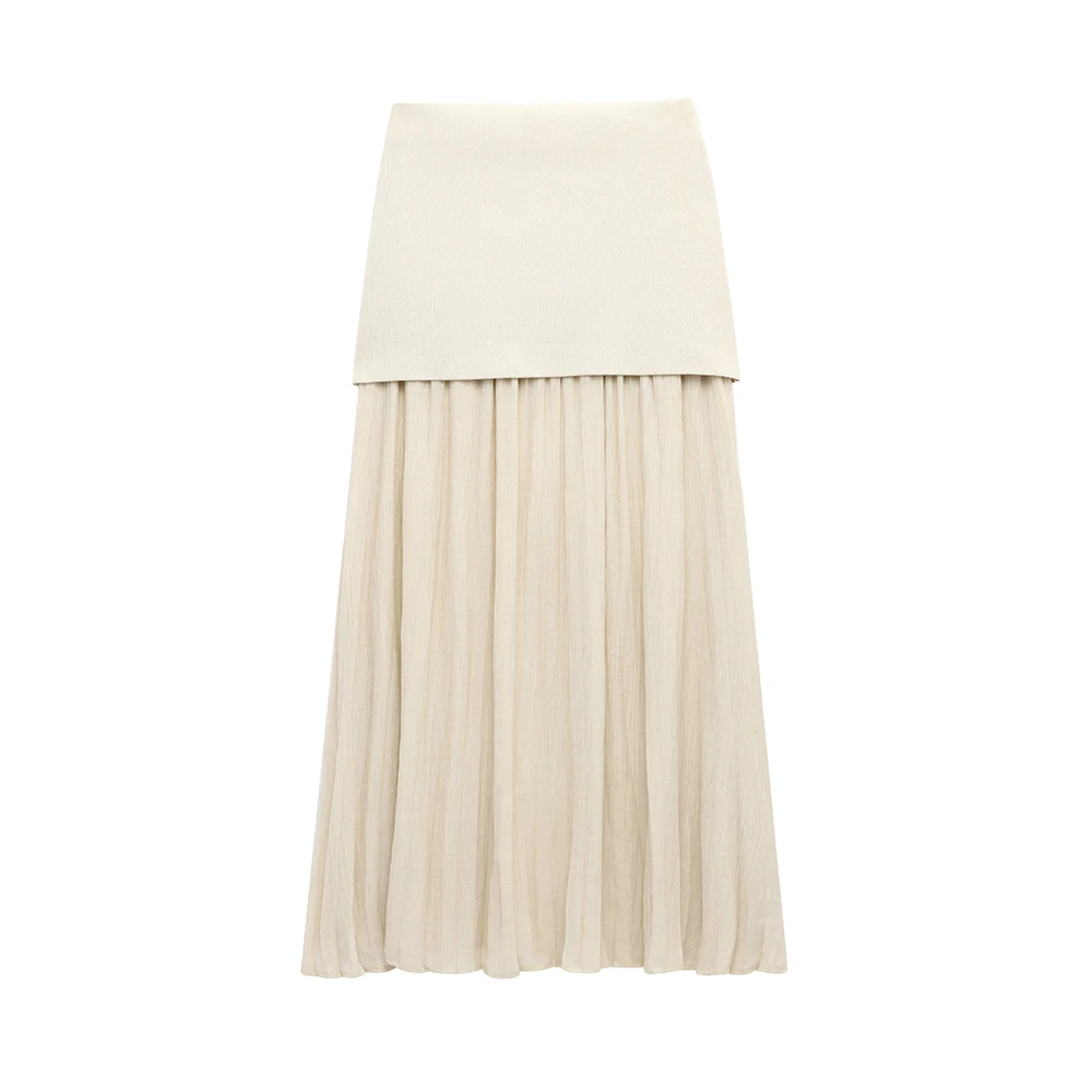 2025 Spring /Summer Newest Women's Fashion Buckle Knitted Tank Top Long Skirt Set Metal Knitted Folded conjunto dos piezas mujer