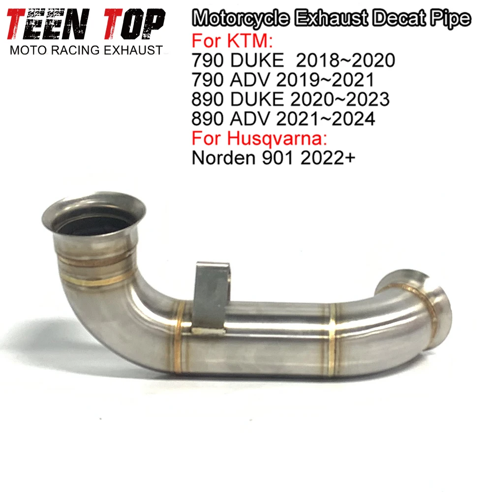 Stainless Steel Exhaust Pipe For KTM 790/890 ADV Decat Pipe Connect to Stock Motorcycle For Husqvarna Norden 901 Catalyst Tube