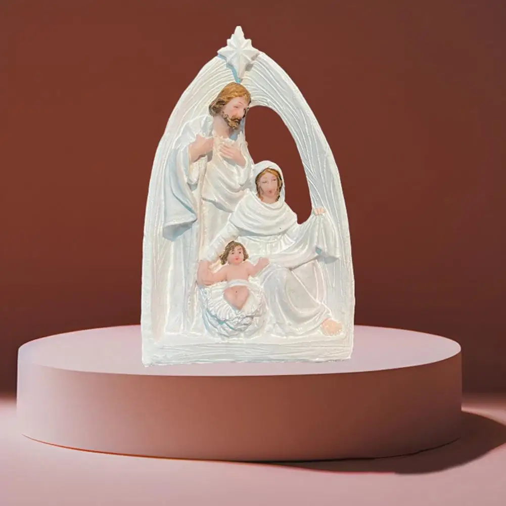 Holy Family Resin Figurine Nativity Advent Statue Joseph Virgin Mary Birth Of Jesus Sculpture Home Birth Of Jesus Figurine