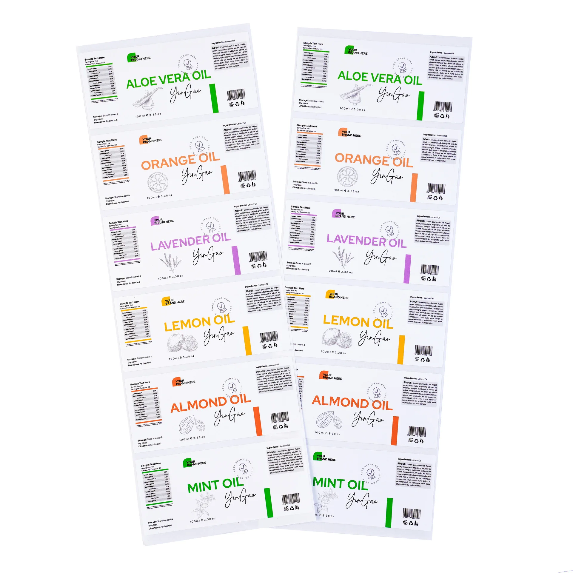 Different Flavors Waterproof Custom Body Clear Packing Stickers for Bottle Jar with Personal Designs