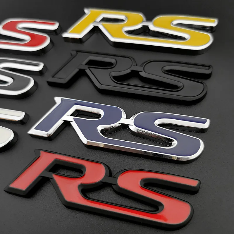 3d Metal RS Sticker Letters Logo Car Front Grille Rear Trunk Emblem Badge For Car Sport RS Sticker Acceessories