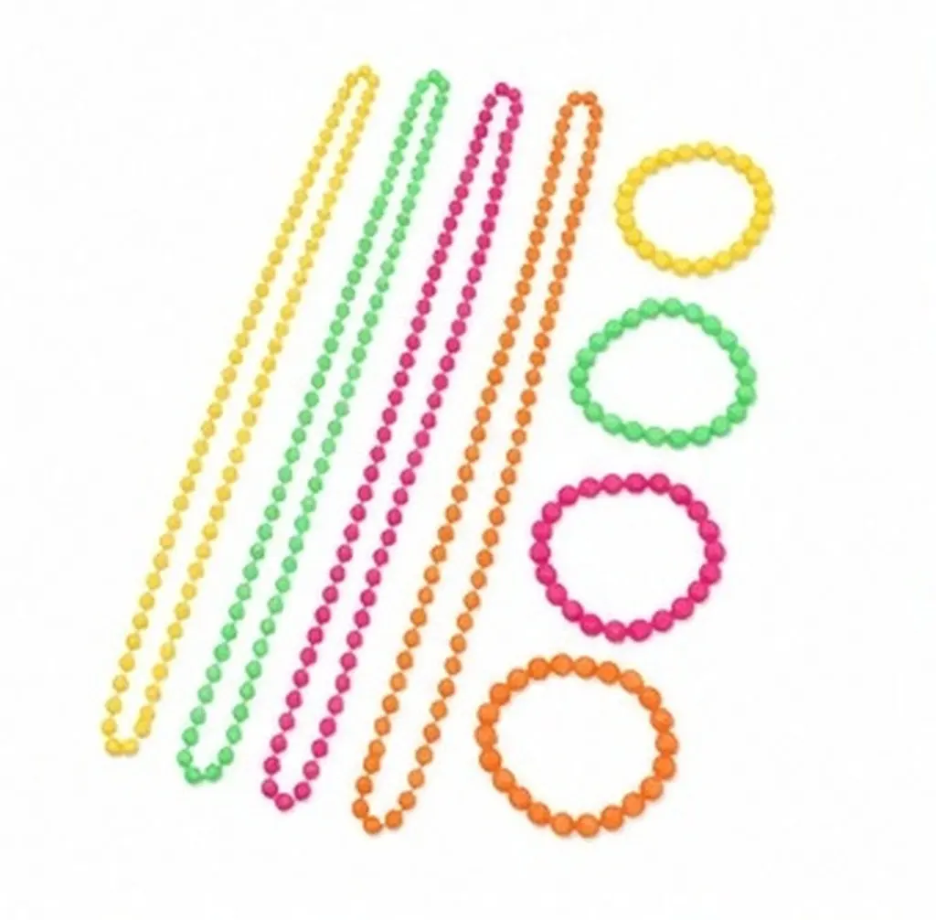 Neon Beaded Necklace and Bracelet Set for Women – Lightweight Colorful Party Jewelry Accessories