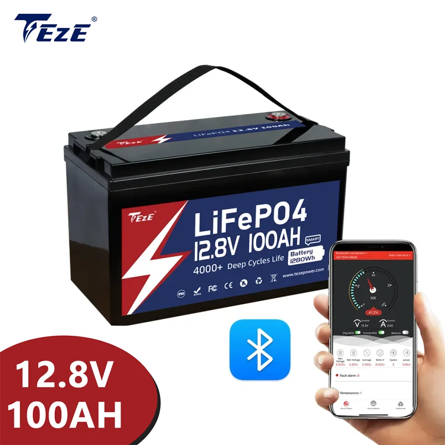 8000 دورة 12 فولت 24 فولت Lifepo4 بطارية حزم 12 فولت 24 فولت 100 أمبير 200 أمبير BMS بطاريات ليثيوم أيون الشمسية مع التدفئة وبلوتوث