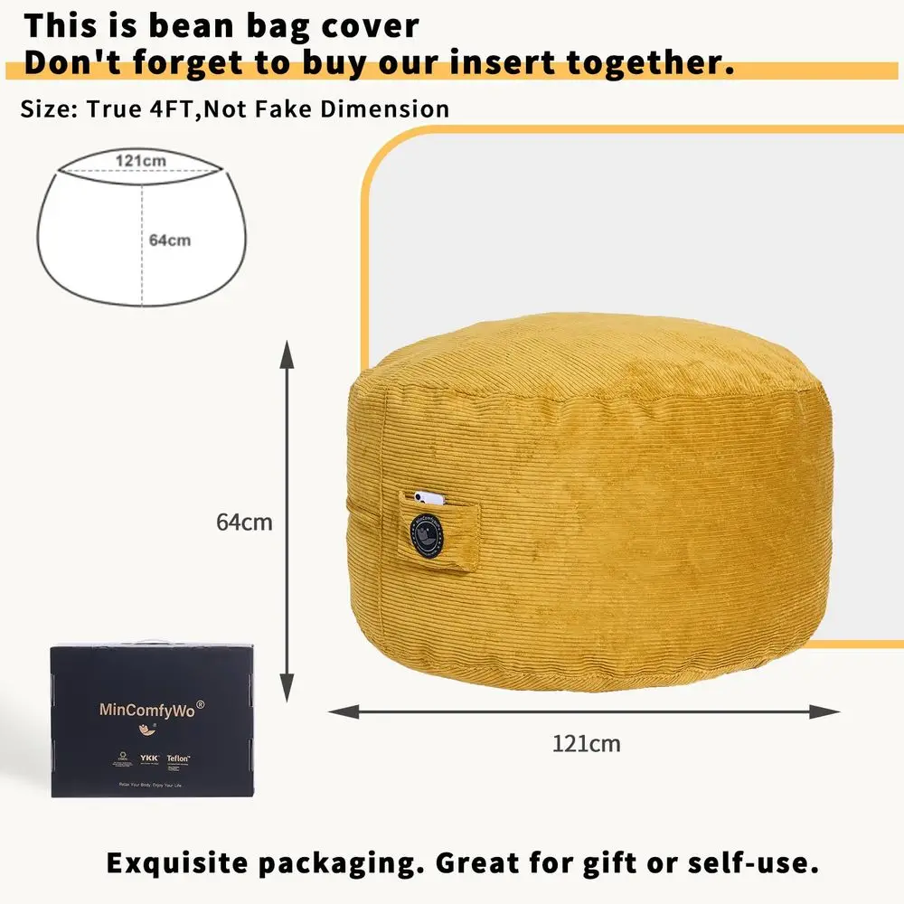 Bean Bag Chair for Adults, Oversized Bean Bag Sofa, Soft Supportive Bean Bags with Durable Removable Cover for Living Room, Bed