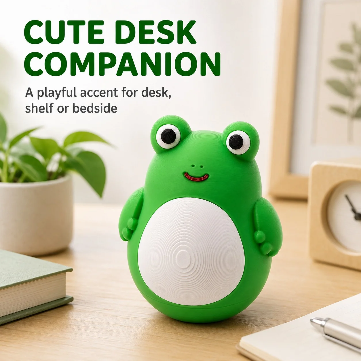 Rafford Cute Frog Roly-Poly Toy, Self-Righting Wobble Desk Toy, Fun Stress Relief Toy for Kids & Adults