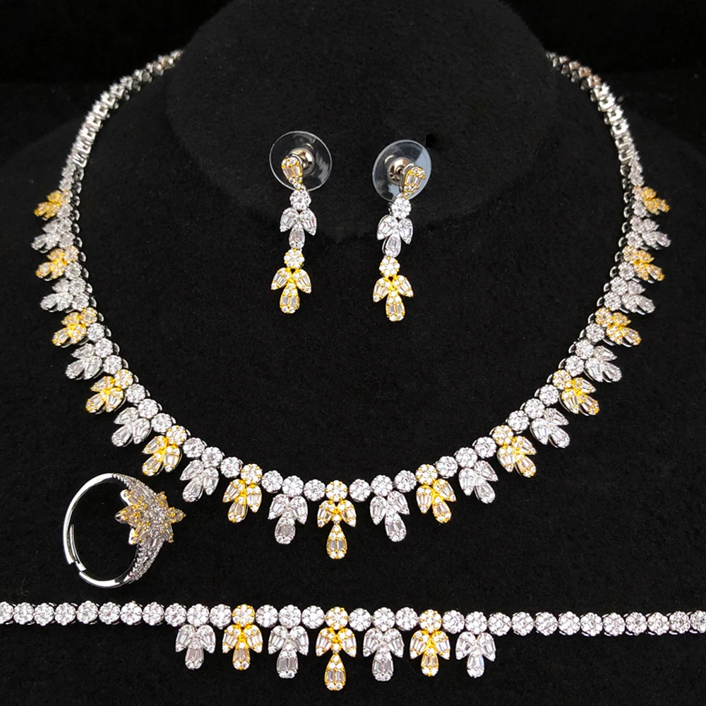 

GODKI New TASSEL DROP 4pcs African Jewelry Set For Women Party Gift Dubai Jewelry Set Cubic Zircon Nigeria Wedding Jewelry Sets