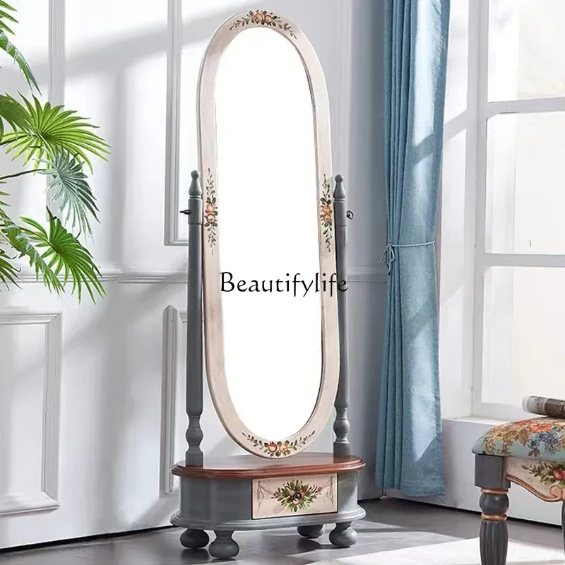 

Американское окрашенное полноразмерное зеркало для спальни от пола до потолка в стиле ретро, магазин одежды всего тела, напольное зеркало