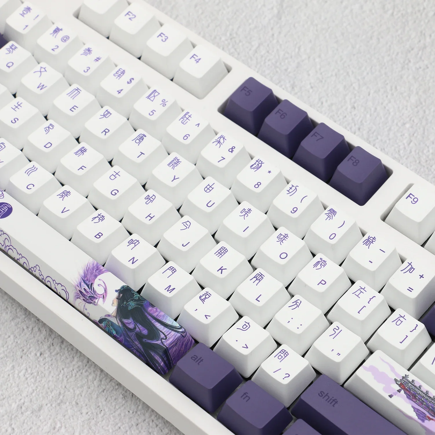 Purple PBT Five-Sided Sublimation Personalized Mechanical Keyboard Keycaps Flower OEM Height