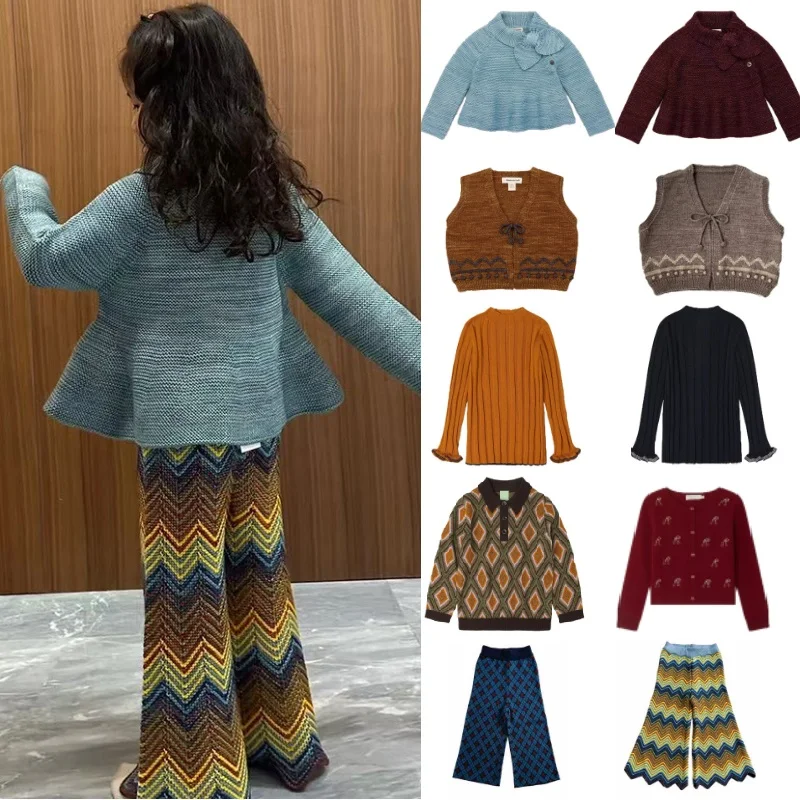 

Girls' Sweater 2025 Winter New Arrival Pink Fashionable Sweet Children's Knit Base Layer Pure Cotton Printed Girls' Knit Vest