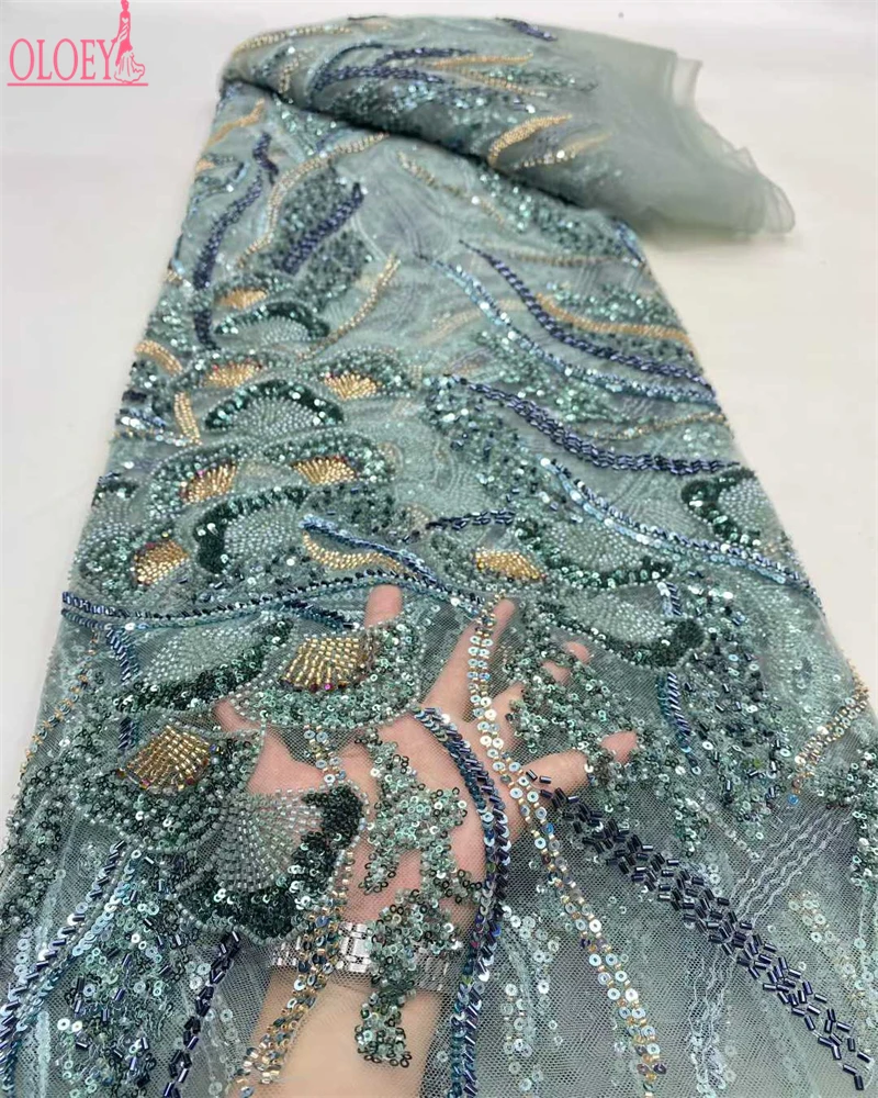 OLOEY Dames Jurken Borduurkralen Netto Kant met Pailletten voor Bruiloft Jurk Stof