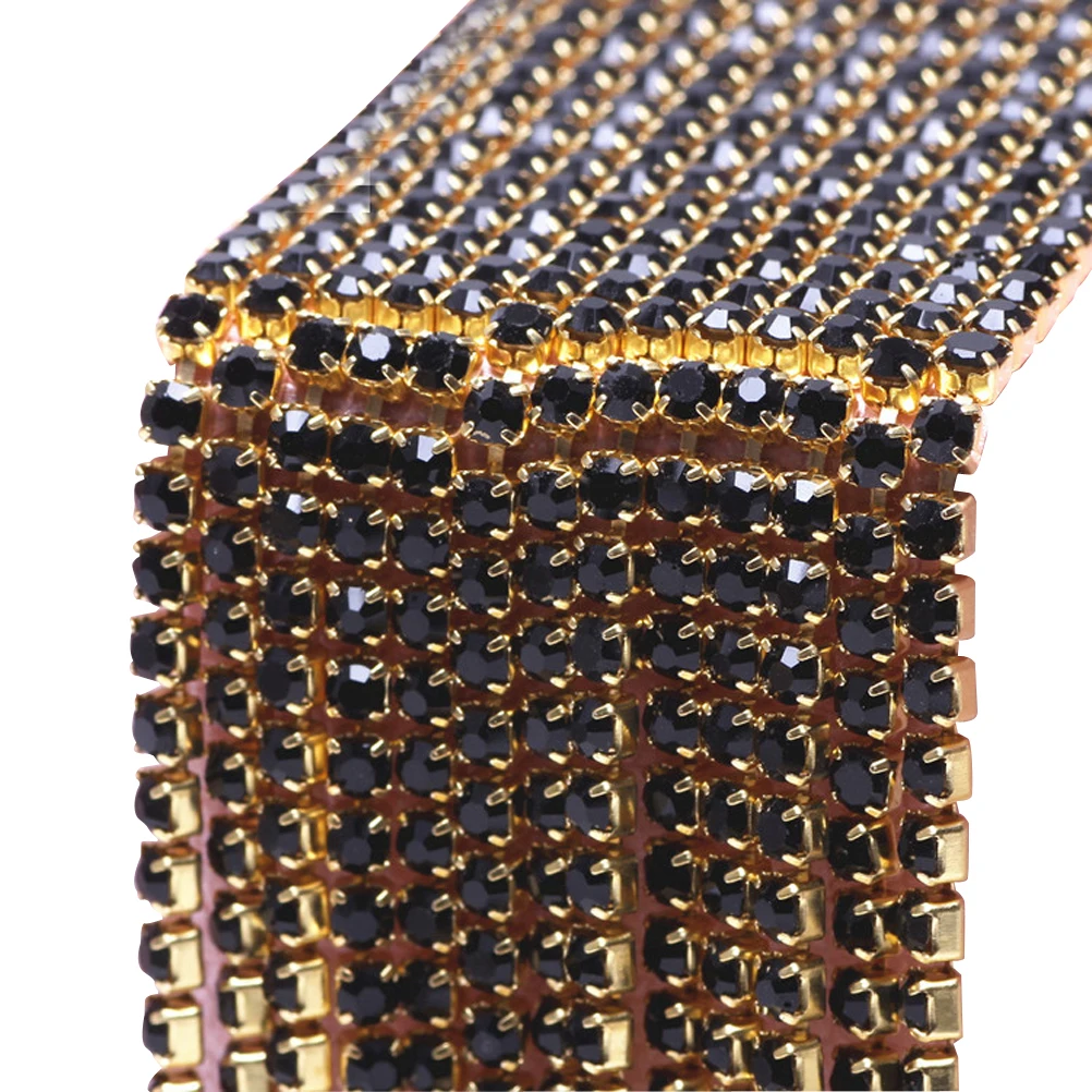 

10m Rhinestone Claw Chain Black Sparkling Crystal Trim for Jewelry Craft Wedding Party Decoration Crystal Chain