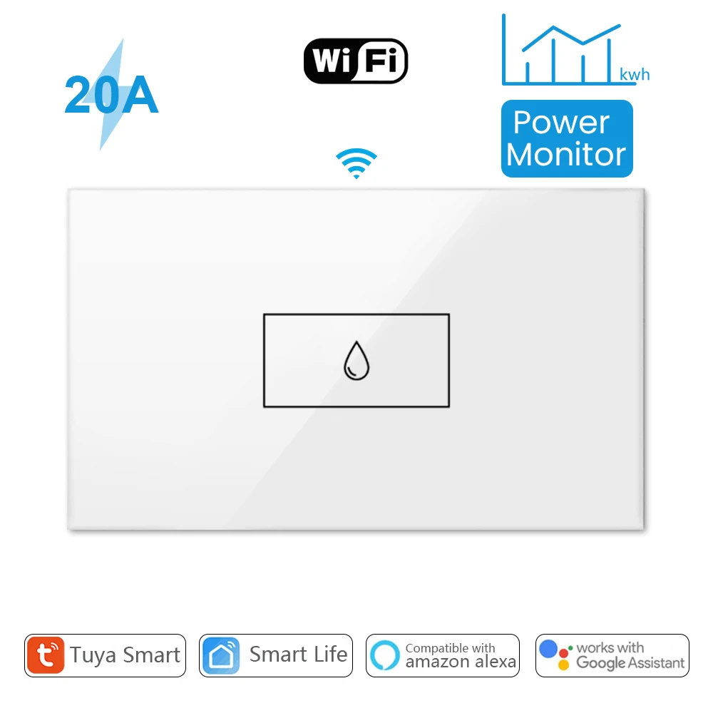 

Tuya Smart WiFi 20A Boiler Water Heater Switch with Power Monitor Circuit Overload Protection Works with Alexa Google Home