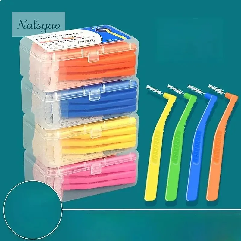 20 Count Interdental Brush Cleaners Dental Tooth Flossing Head Oral Hygiene Angle with Portable Case Easy Clean Teeth
