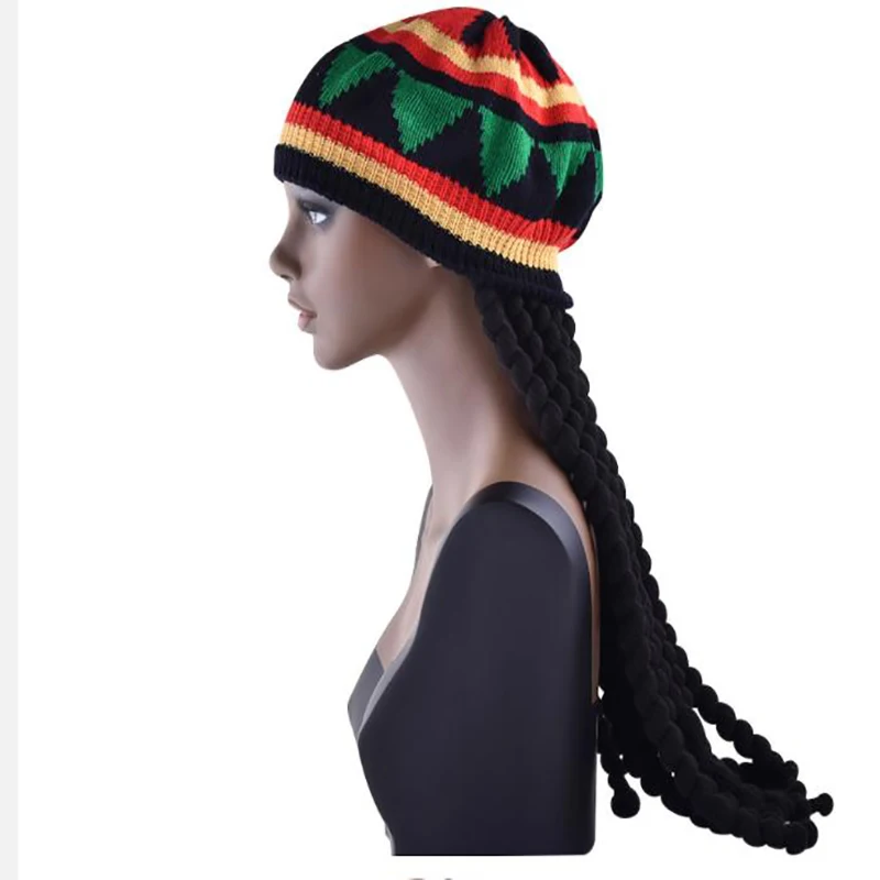 Hip Hop Cap Knitted Wig Braid Hat Male Jamaican Bob Rasta Beanie Gorra Hombre Dreadlocks Reggae Czapka Zimowa Winter New