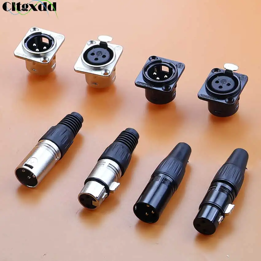 

Cltgxdd 1pcs XLR Female Male Socket 3 Pin Panel Mount Jack Connector Copper Contact XLR Metal Audio Microphone Plug Connector