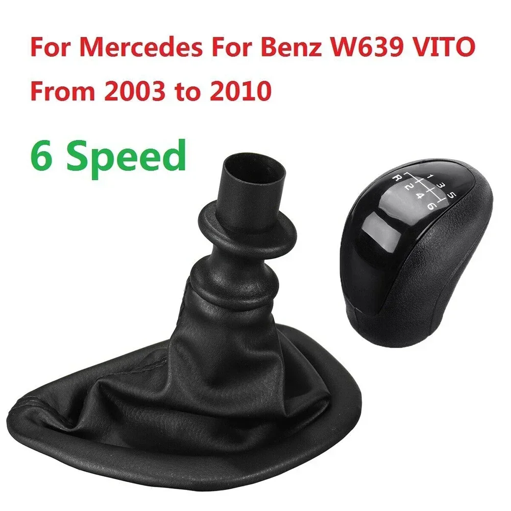 

For Mercedes W639 VITO 2003-2010 6 Speed Gear Shift Knob + Collars Gear Shift Lever Dust Anti-dust Cover Interior Parts Black