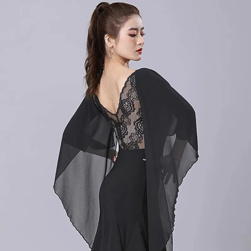 2023 New High-End Temperament Ballroom Long Dress Black Waltz Performance Clothes International Standard Modern Big Swing Dress