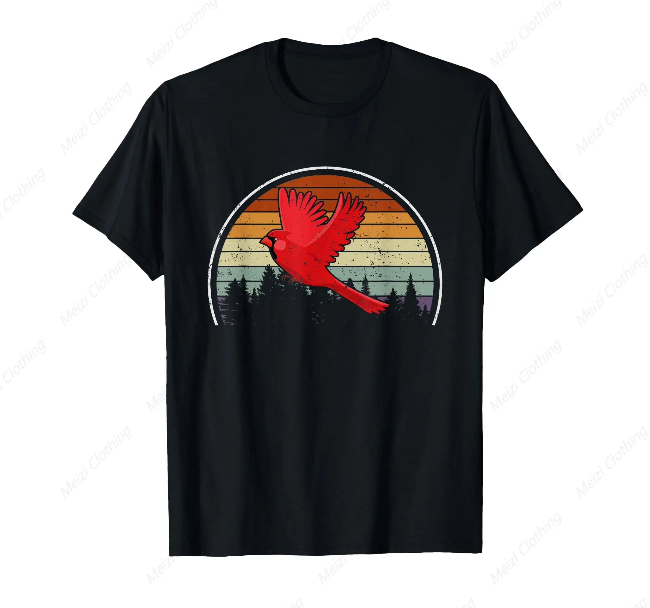 Bird watching enthusiasts natural birds men's and women's T-shirts retro red men's clothing cotton fashion short sleeves