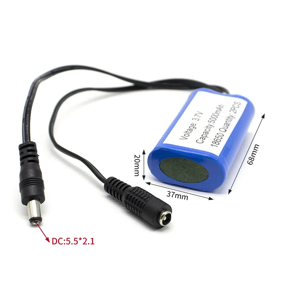 Lithium battery 3.7V 18650 with DC5.5*2.1 plug 5000MAH 7800mAh fishing LED light Bluetooth speaker rechargeable battery