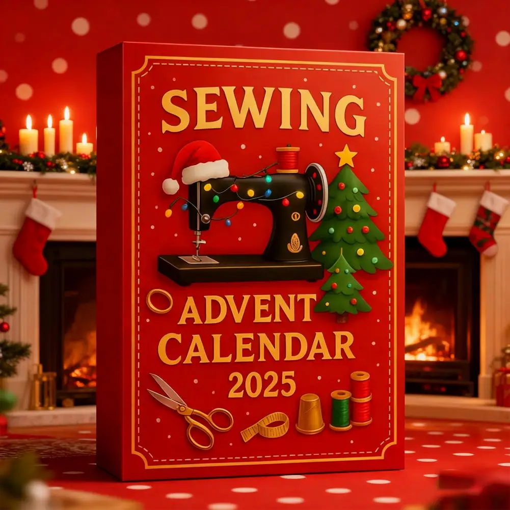 Sewing Ornaments 2025 Sewing Advent Calendar Craft Kit 24-day Christmas Countdown Gift Box with Buttons Threads for Sewists