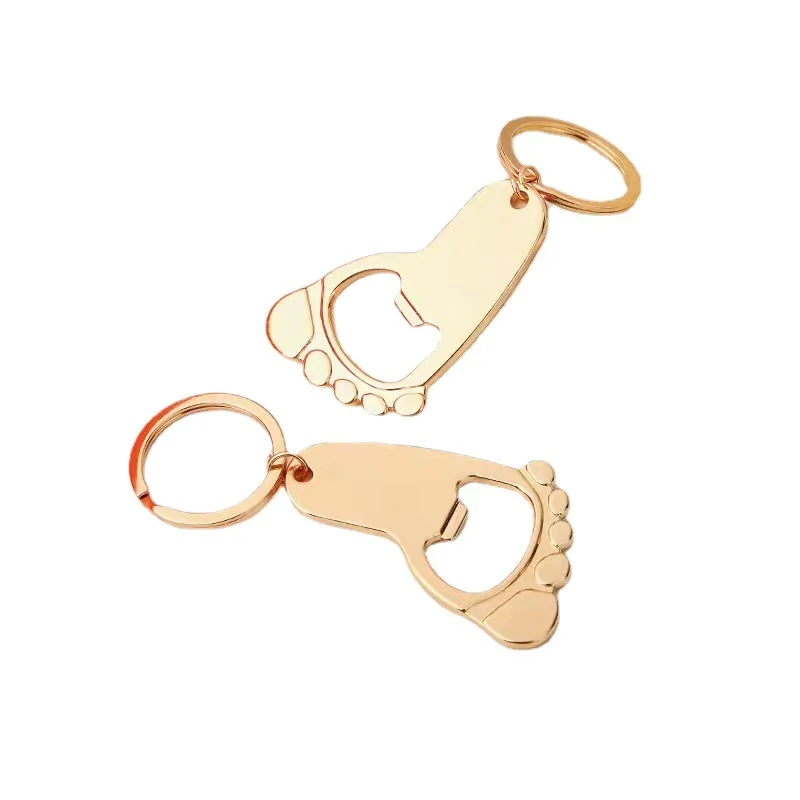 Personalized Logo Baby Foot Shaped Keychain Bottle Opener Baby Shower Favor Baptism Celebration Party Souvenir Gifts For Guests