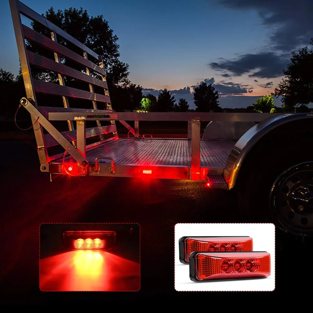 Nilight 2PCS 3.9'LED Truck Trailer Red Light Side Marker Lights Clearance Indicator Lamp Rock Light Waterproof Strob Brake Light
