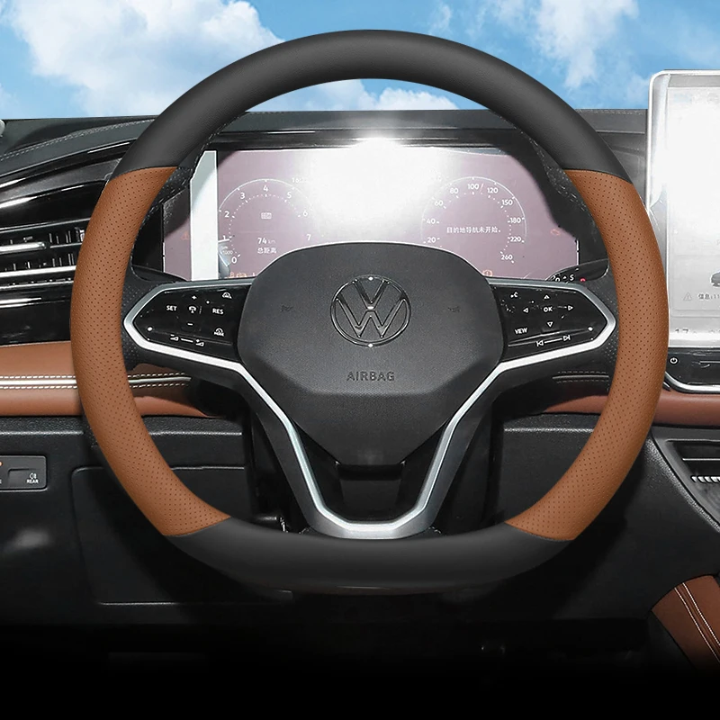 Leather Car Steering Wheel Cover for Volkswagen Tiguan 2015 2016 2017 2018 2019 2020 2021 2022 2023 2024 2025 2026 Accessories