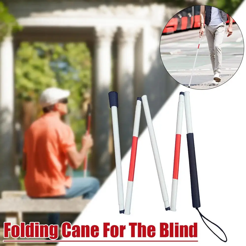 

Portable Folding Aluminum Alloy White Cane Safety Reflective Guide Stick For The Blind Folding Walking Stick Practical Anti-slid