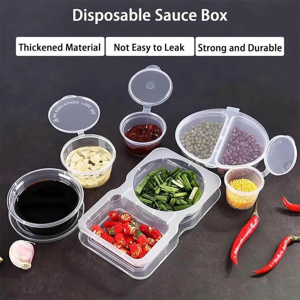 3-ounce Condiment Holders 10pcs Dual Compartment Condiment Containers with Lids Plastic Portion Cups for Snacks for Travel