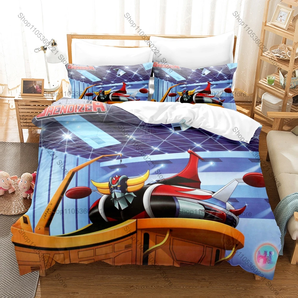 Icon Goldorak Robot Graphic Bedroom Decor Bedding Duvet Cover + 2 Pillowcases Classic European Anime Fan Room Decor