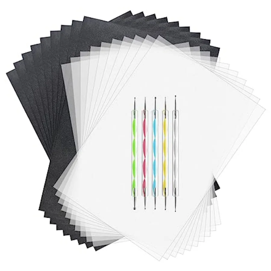 150 Sheets Black Carbon Copy Paper and Tracing Paper with 5 Pcs Embossing Styluses Tool Set, Carbon Transfer Paper for Tracing