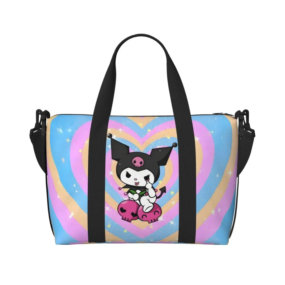 

Custom Skull Sanrio Kuromi Cartoon Beach Tote Bag Women Extra Large Gym Carry On Anime Kawaii Travel Shopping Bags