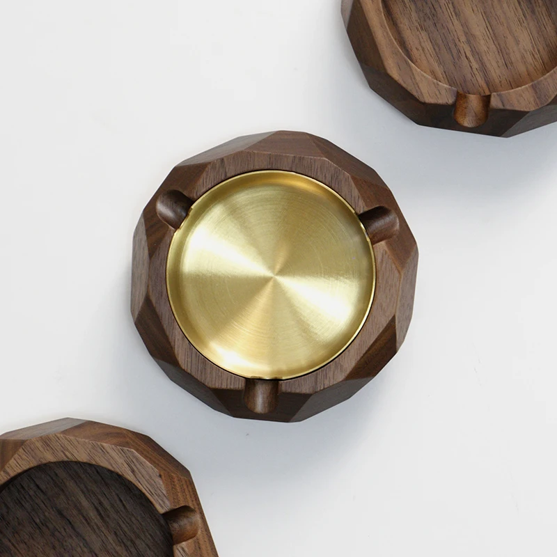 Walnut Wood Ash Tray , Ashtray with Stainless Steel Liner for Outdoors and Indoors Use,Smoking Ashtray for Home Office Gifts