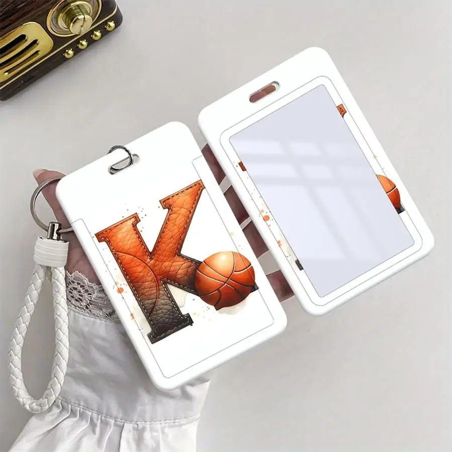 Cover Case 1Pc Card Holder Retractable Credit Card Holders Holders Child Bus with lanyard Badge Bank ID Basketball Letter J K