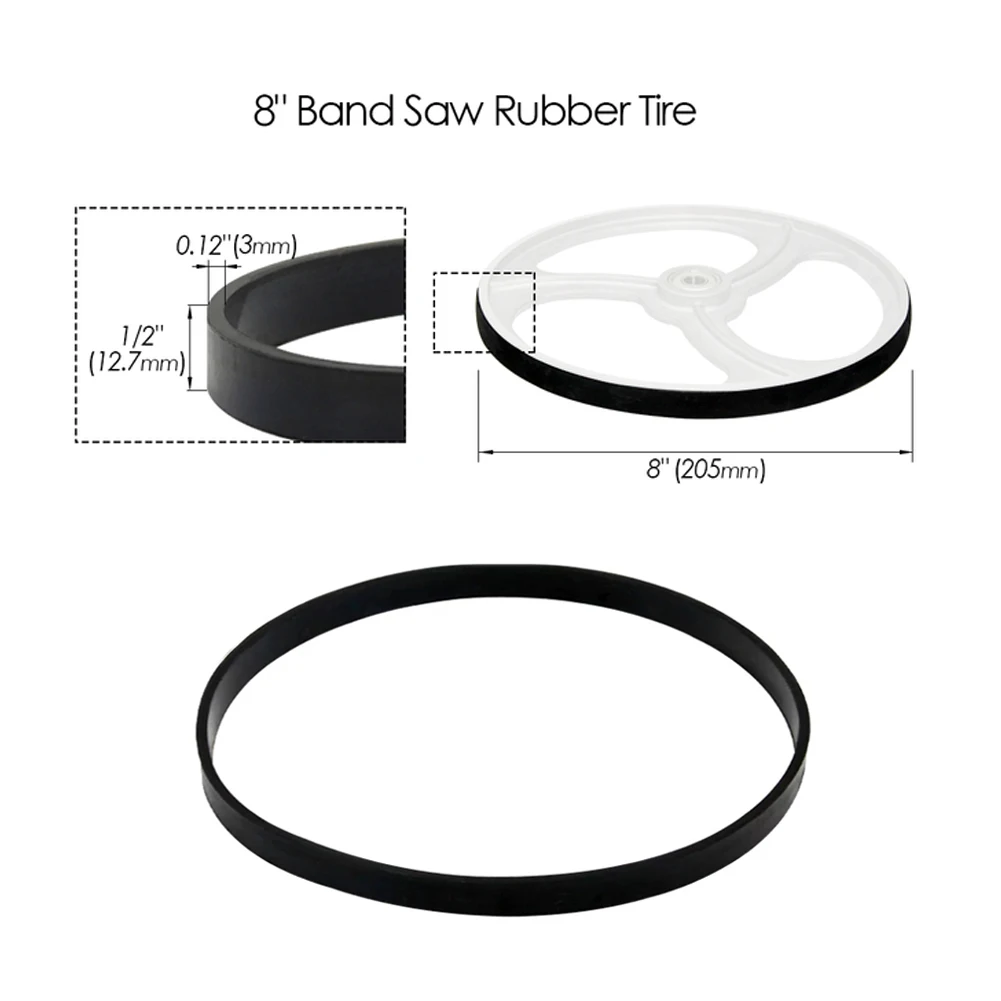 1Pc 8inch-14inch Belt Band Saw Rubber Band Band Saw Scroll Wheel Rubber Ring Woodworking Anti-skid Noise Resistance Rubber Belt