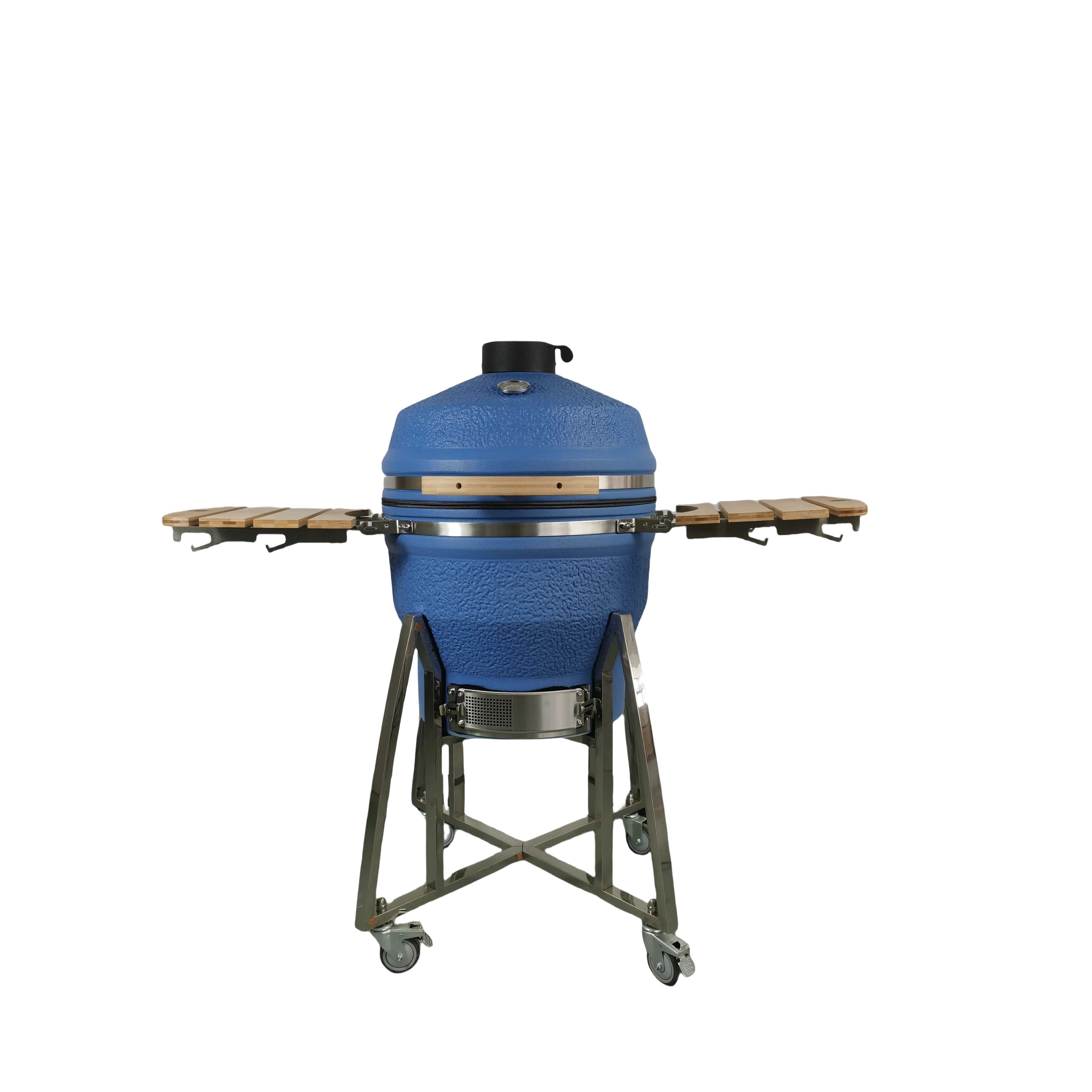 22inch KIMSTONE KimBer Series Premium Stainless Steel Porcelain Enameled Blue Stone Pattern Foam Glaze Adjustable Kamado Grill