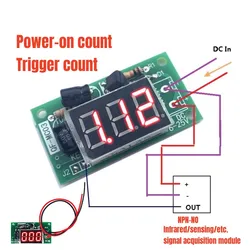 Counter Module DC 12V Power-ON 3-Bit Accumulator 3-Bit Red 0.36in Digital Tube Display Trigger Counter Module Accumulator