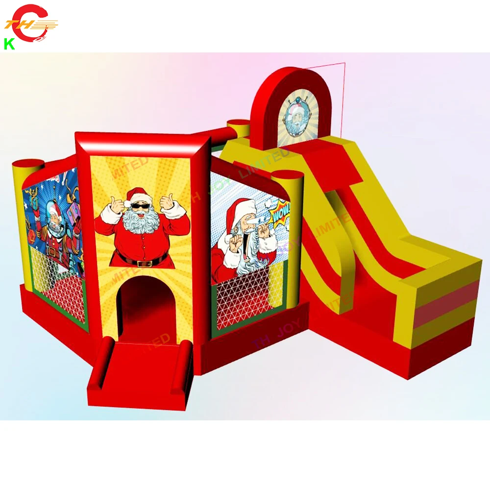 

Free Door Shipping Christmas Inflatable Bouncer House Xmas Party Bouncy Castle with Slide Air Jumper