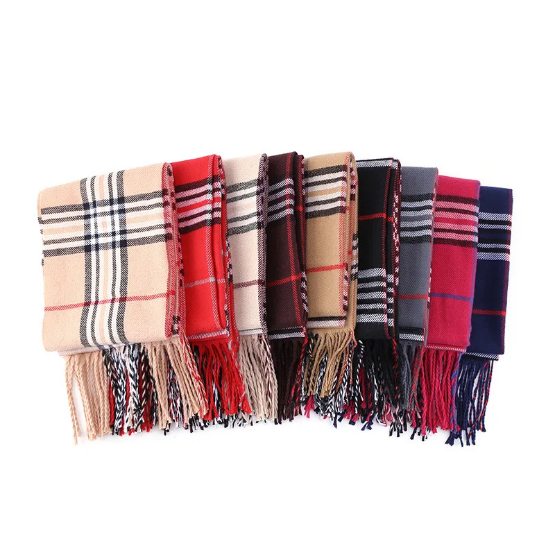 

Autumn and Winter Christmas Plaid Scarf for Women Warm Imitation Cashmere Tassel Women's Christmas Scarf Shawl