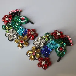 1pc peacock beaded patches for clothing Animals Bird crown butterfly Rhinestone appliques Sequins parche DIY clothes accessories