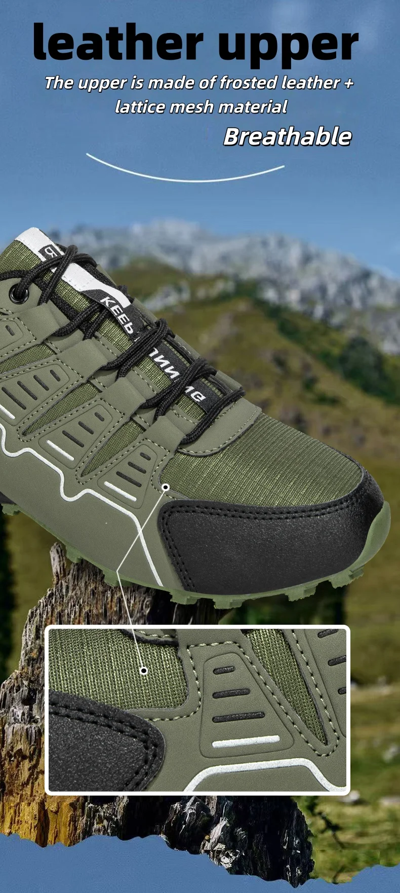 Lockless Fahrradschuhe für Herren, rutschfeste Outdoor-Mountain-Cross-Country-Wanderschuhe, atmungsaktive Sportschuhe, Rennradschuhe – Detail 3