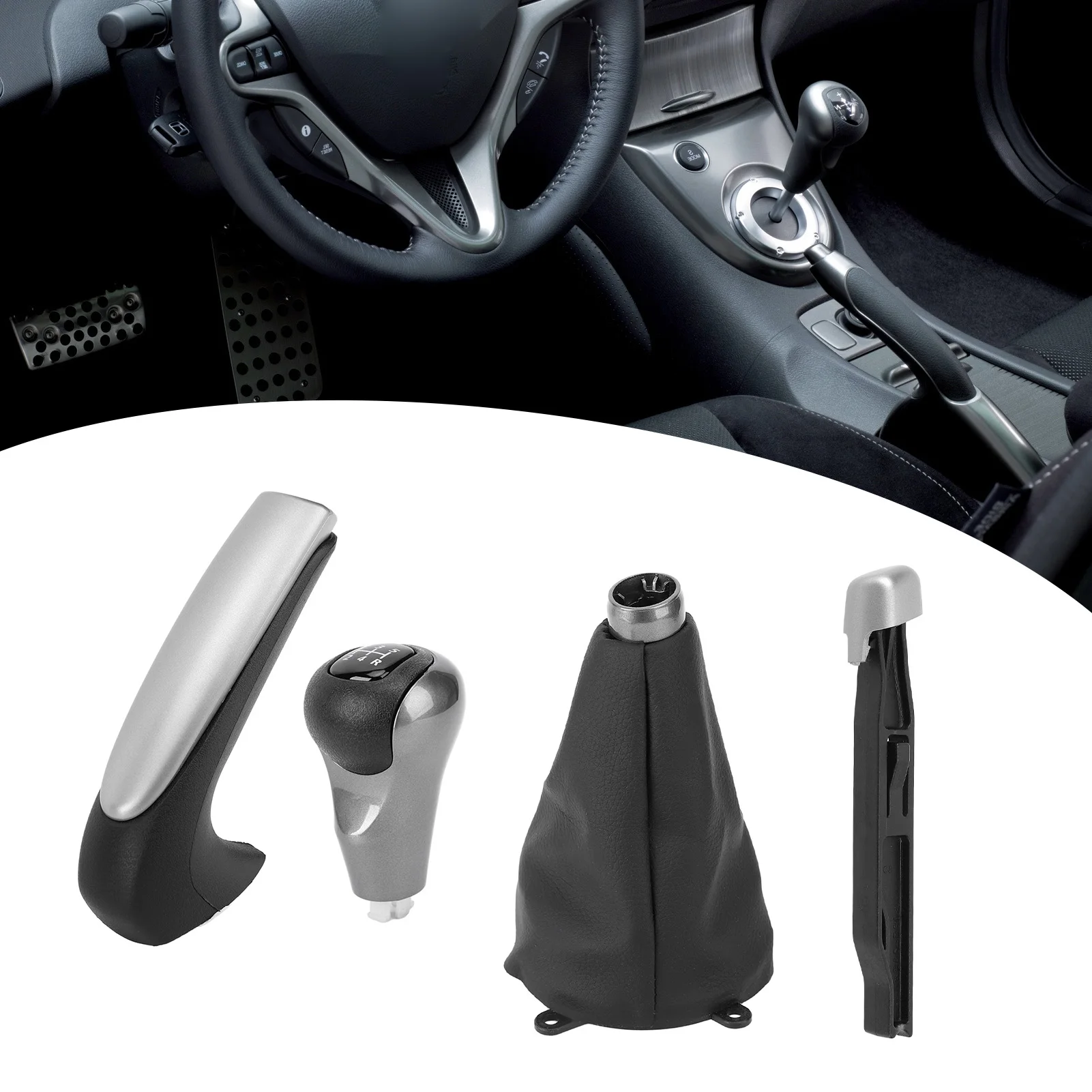 

Car Gear Shift Knob Set with Boot 54102-SNA-A01 5 Speed Manual Gear Shift Knob For HondaCivic 2006-2011 54102-SNA-A01