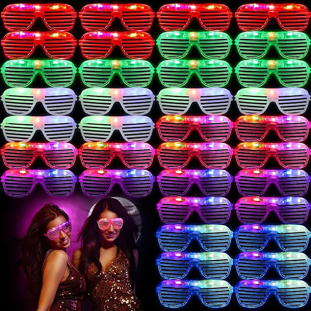 

Bulk LED Glasses 6 Color Light Up Glasses Shutter Shades Glow Sticks Glasses Glow In The Dark Birthday Wedding Party Favors