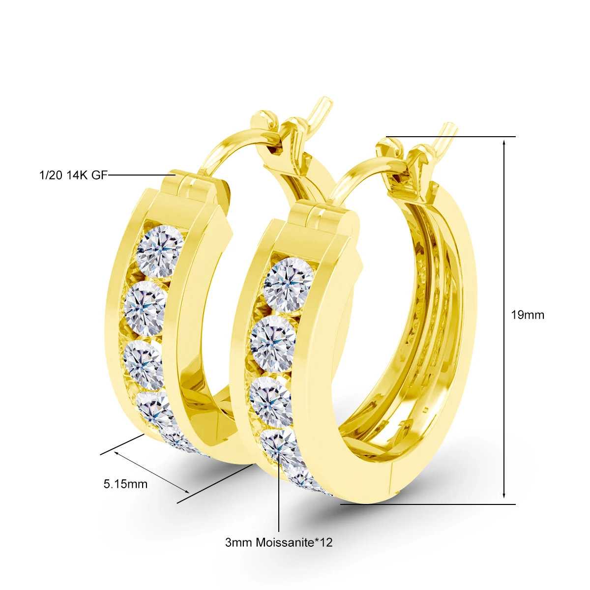 14K Gold Filled Anti-aanslag Moissanite Hoepel Oorbellen D Kleur Uitstekende Cut Diamond Earring voor Vrouwen Luxe Sieraden Gift