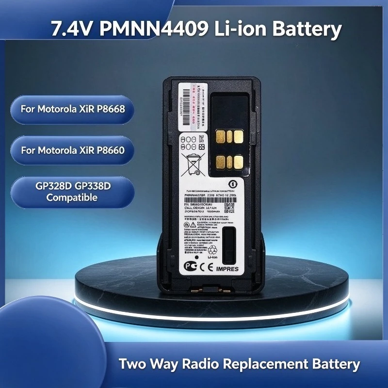 7.4V PMNN4409 Compatible with IM PRES Replacement Li-ion Battery for Motorola XiR P8668 XiR P8660 GP328D GP338D Two Way Radio