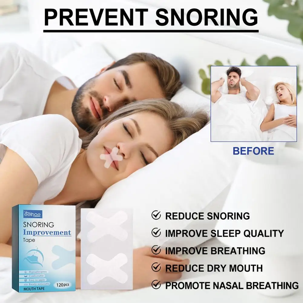 

Effective Snoring Solution 120pcs Sleep Strips Non-woven Fabric Anti-snoring Tapes for Nights Nose Mouth Band for Adults