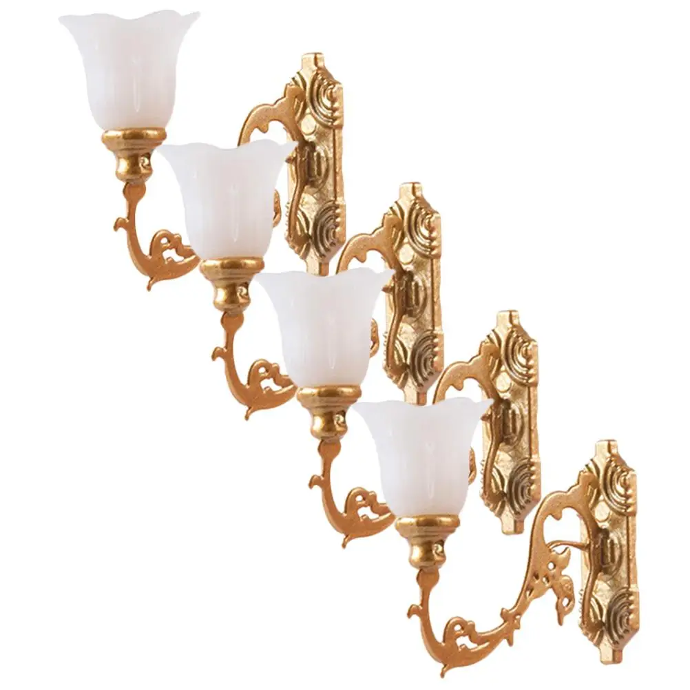 

4Pcs Mini Wall Lamps ABS Material Pendant Sconces for Dollhouse Sand Table Materials Warm Atmosphere DIY Miniature Lights